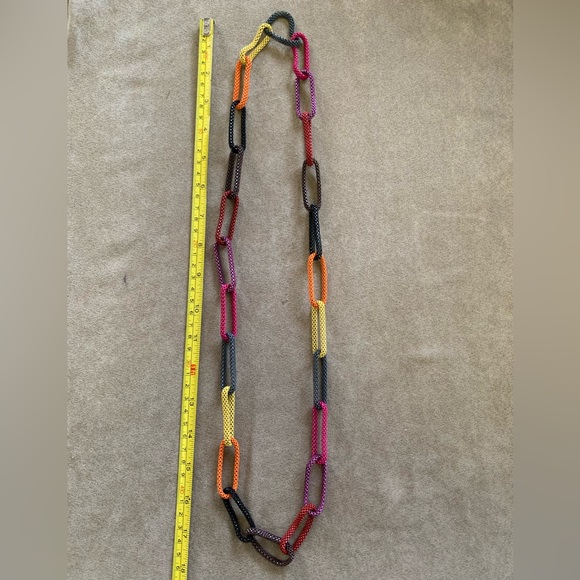 Multi-colored Mesh Chain Link Necklace - Picture 2 of 5